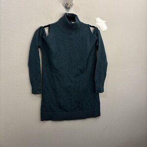 Halogen Teal Cold Shoulder Wool Blend Sweater Size Small